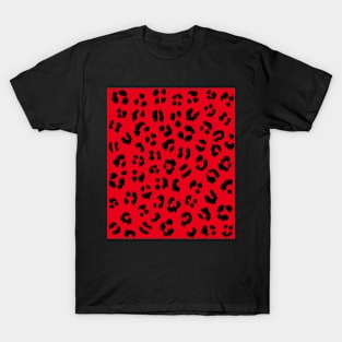 Red and Black Leopard Spots Print T-Shirt